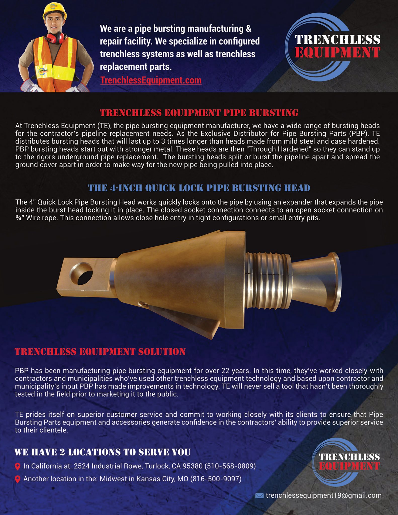 4Inch Bursting Head In California Trenchless Equipment